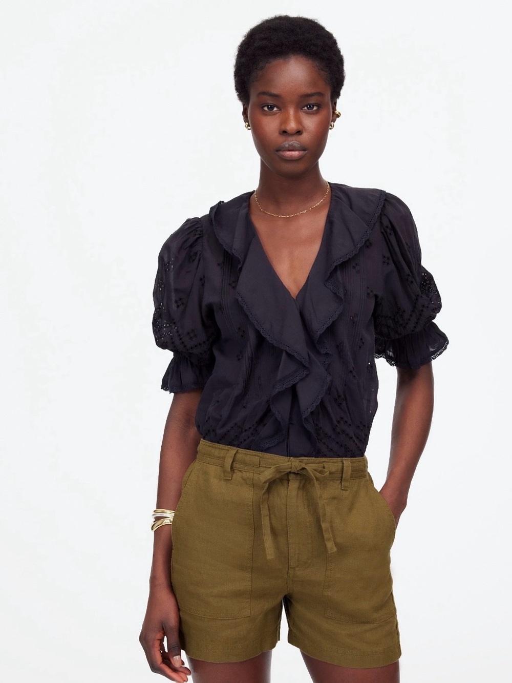Madewell Pull-On Drawstring Shorts in Safari Khaki, size XS (NWT)